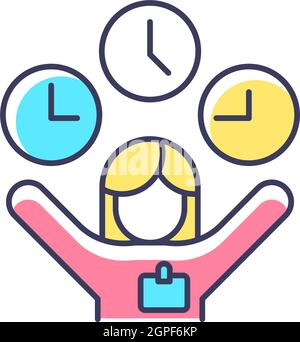 Flexible hours RGB color icon Stock Vector