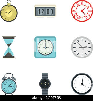Kinds of watches icons set, flat style Stock Vector