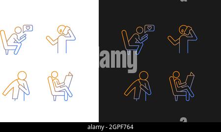 Everyday life gradient icons set for dark and light mode Stock Vector