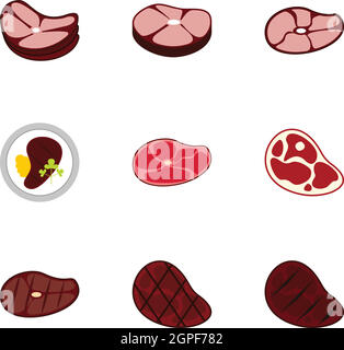 Steak icons set, flat style Stock Vector Image & Art - Alamy