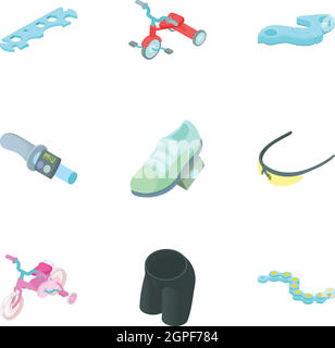 Race bike icons set, cartoon style Stock Vector