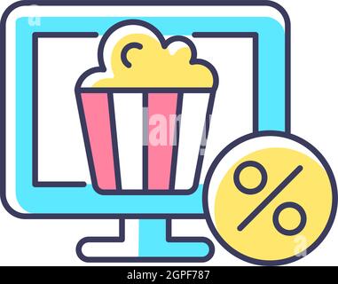 Discounts for online cinema subscription RGB color icon Stock Vector