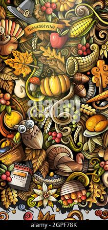 Thanksgiving day doodle illustration Stock Vector