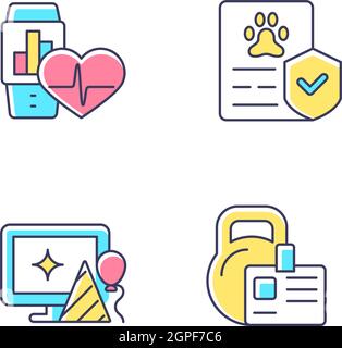 Motivating employees RGB color icons set Stock Vector