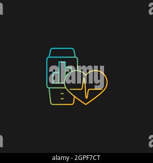 Health trackers for workers gradient vector icon for dark theme Stock Vector