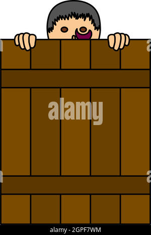 Criminal Peeping From Fence Icon Stock Vector