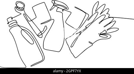 Brushes sponges rubber gloves and natural products Stock Vector