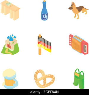 Holiday in Germany icons set, cartoon style Stock Vector