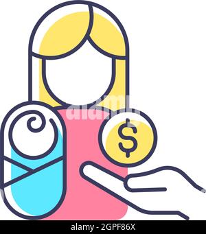 Paid parental leave RGB color icon Stock Vector