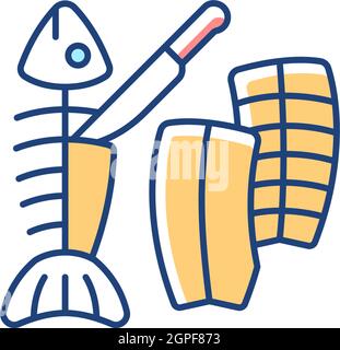 Fillet carving RGB color icon Stock Vector