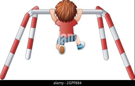 Little boy doing pull ups Stock Vector