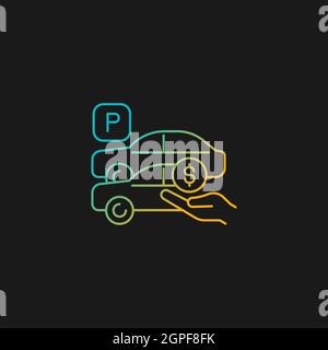 Free parking spots gradient vector icon for dark theme Stock Vector