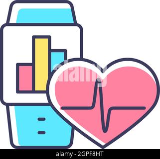 Health trackers for workers RGB color icon Stock Vector