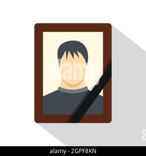 Memory portrait icon, flat style Stock Vector