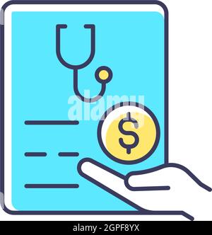 Paid sick days RGB color icon Stock Vector