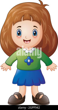 Vector illustration of Cute little girl cartoon Stock Vector