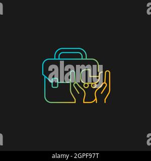Child care assistance gradient vector icon for dark theme Stock Vector