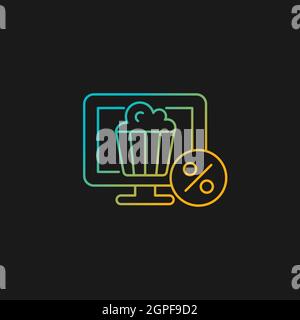 Discounts for online cinema subscription gradient vector icon for dark theme Stock Vector
