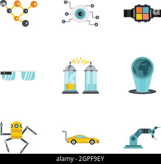 Latest electronic devices icons set, flat style Stock Vector