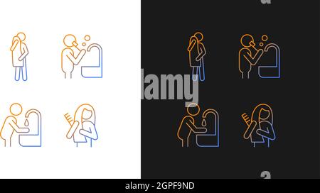 Day-to-day life gradient icons set for dark and light mode Stock Vector