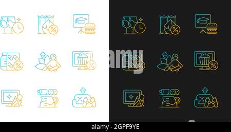 Employee benefits for wellbeing gradient icons set for dark and light mode Stock Vector