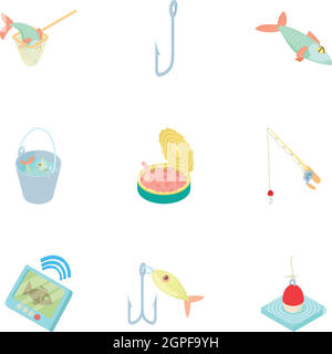 Fishing rod icons set. Cartoon set of fishing rod vector icons for web  design Stock Vector Image & Art - Alamy