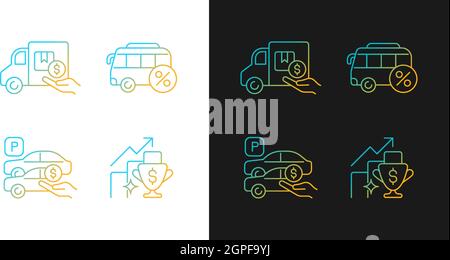 Corporate perks at work gradient icons set for dark and light mode Stock Vector