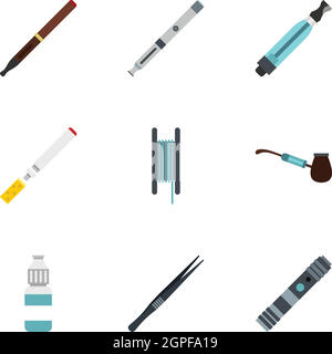 Smoking flat icons set isolated vector illustration Stock Vector Image ...
