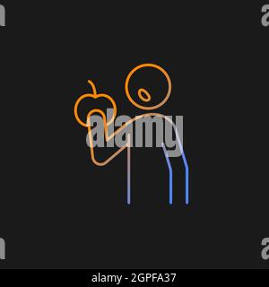 Man with apple gradient vector icon for dark theme Stock Vector