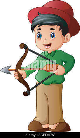 Cartoon boy playing sport archery Stock Vector