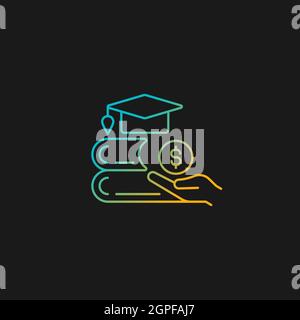 Tuition reimbursement gradient vector icon for dark theme Stock Vector