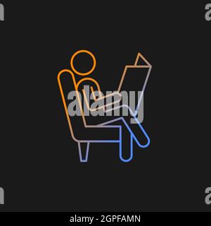 Read newspaper gradient vector icon for dark theme Stock Vector