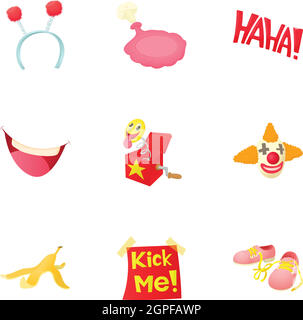 Jocularity icons set, cartoon style Stock Vector