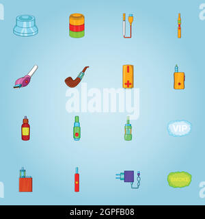 Electronic cigarette icons set, cartoon style Stock Vector