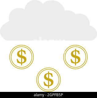 Coins Falling From Cloud Icon Stock Vector