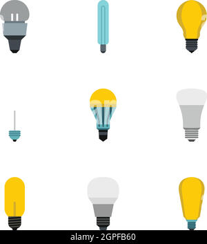 Light icons set, flat style Stock Vector