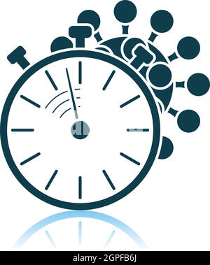 Coronavirus Molecule Under Stopwatch Icon Stock Vector