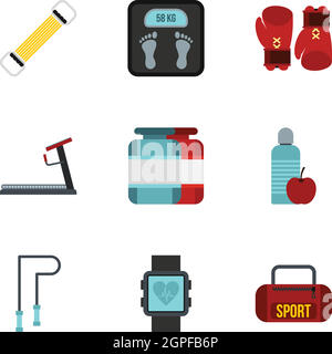 Gym icons set, flat style Stock Vector Image & Art - Alamy