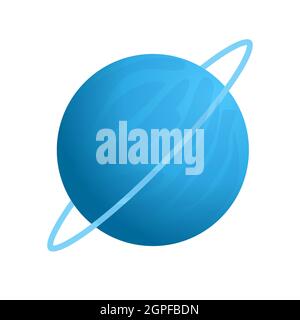 Vector Uranus planet icon. Gradient colours, easy to recolour parts, removable background. Solar system, for astronomy or astrology class and learning Stock Vector
