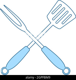 Crossed Frying Spatula And Fork Icon Stock Vector
