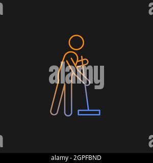Cleaning with mop gradient vector icon for dark theme Stock Vector