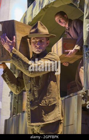 A soldier unloading supplies. At the National Museum of the United States Army at Fort Belvoir, Virginia. Stock Photo