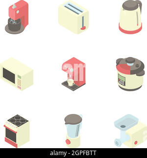 Kitchen gadgets icons set, cartoon style Stock Vector