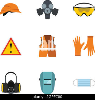 Construction ground icons set, flat style Stock Vector