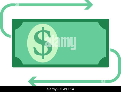 Cash Back Dollar Banknote Icon Stock Vector