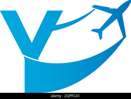 Letter Y with plane logo icon design vector illustration Stock Vector