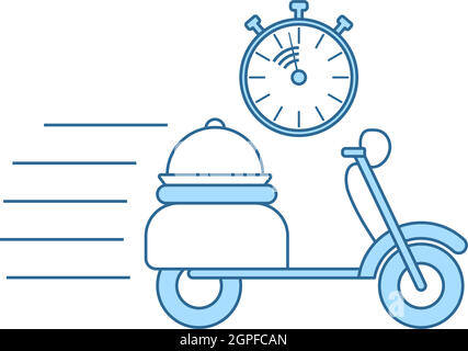 Restaurant Scooter Delivery Icon Stock Vector