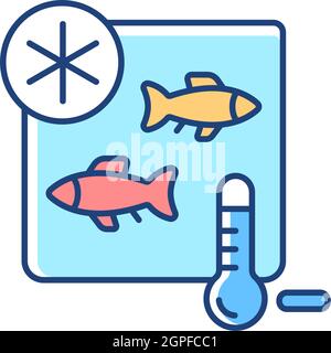 Fish storing RGB color icon Stock Vector