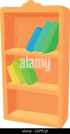 Vector cartoon bookcase furniture icon in comic style. Furniture sign ...