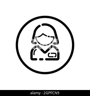 Employed people. Woman working. Commerce outline icon in a circle. Vector illustration Stock Vector